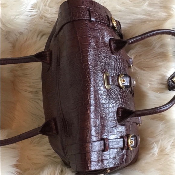 NEW BADGLEY MISCHKA SATCHEL BROWN CROC EMBOSSED LEATHER TOTE SHOULDER HANDBAG - Picture 12 of 12